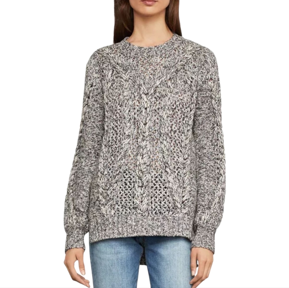 BCBGMAXAZRIA Open-Stitch Cable-Knit Sweater Super‎ Soft Oversized Cozy XXS NEW